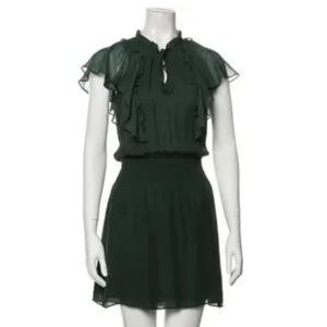 Parker Mock Neck Mini Dress in Dark Green